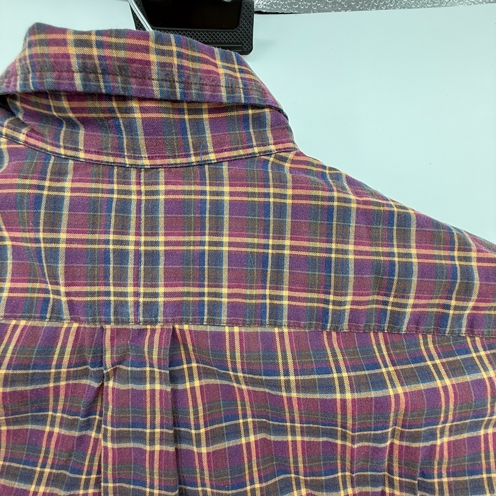 Polo Ralph Lauren Shirt Mens M Red Plaid Knit Button Up Long Sleeve Blue Pony - Picture 7 of 11